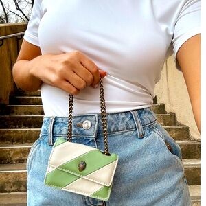 NWT Kurt Geiger London Gold Hardware Micro Kensington Striped Crossbody Bag